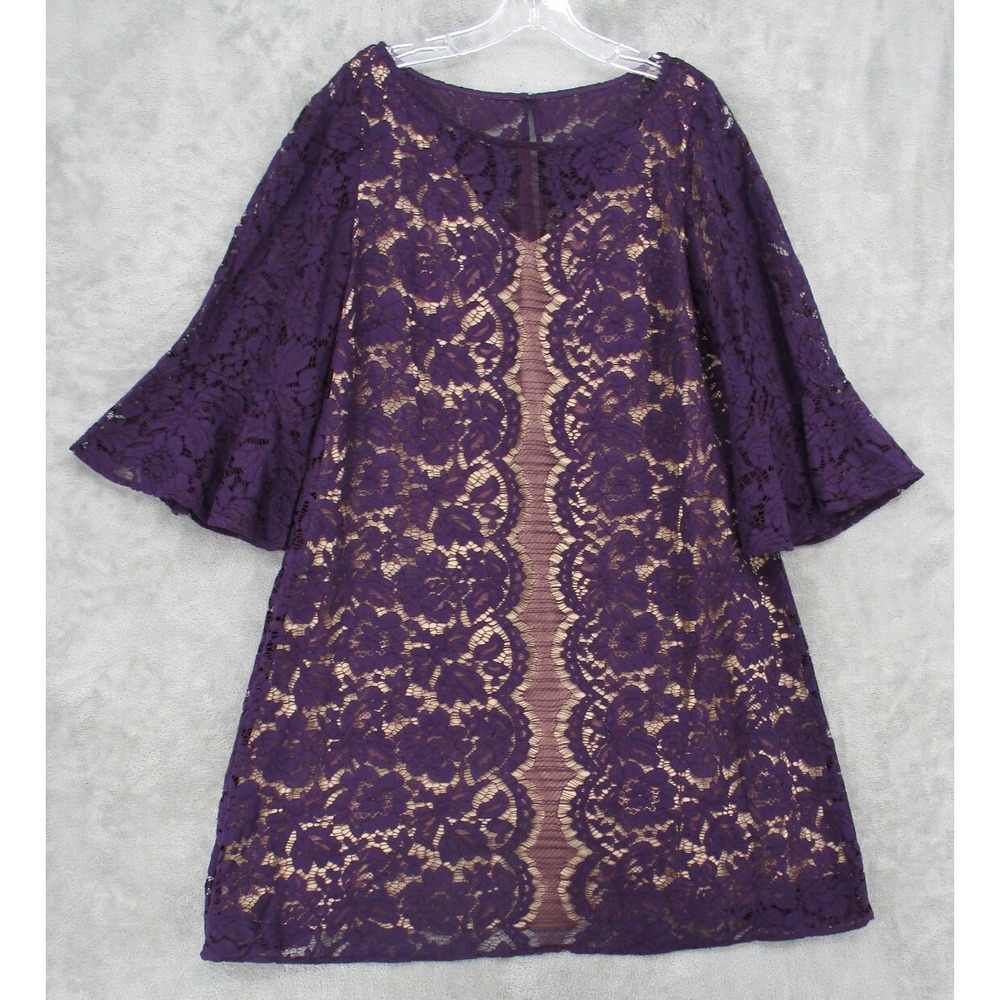 Lane Bryant Dress Womens Size 14W Floral Lace Bell Sleeve Witchy Evening Event